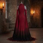 The Empress - Red Off-Shoulder Leg-Slit Maxi Dress - Image 3