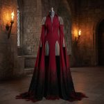 The Empress - Red Off-Shoulder Leg-Slit Maxi Dress - Image 2