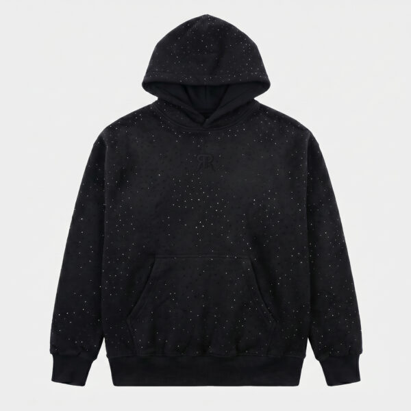 Black Hoodie with Rhinestones and Logo Embroidery - Pre-Order Sweatshirts & Hoodies category