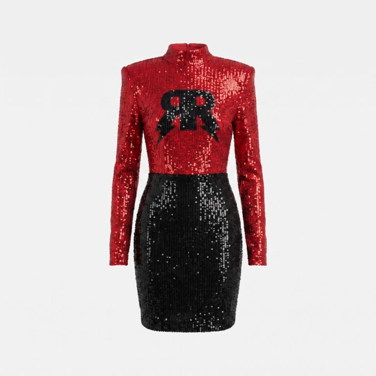 Superheroine – Long Sleeve Sequin Midi Dress - Couture Dresses category