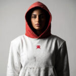 Distressed & Washed Hoodie Red-White - Image 3